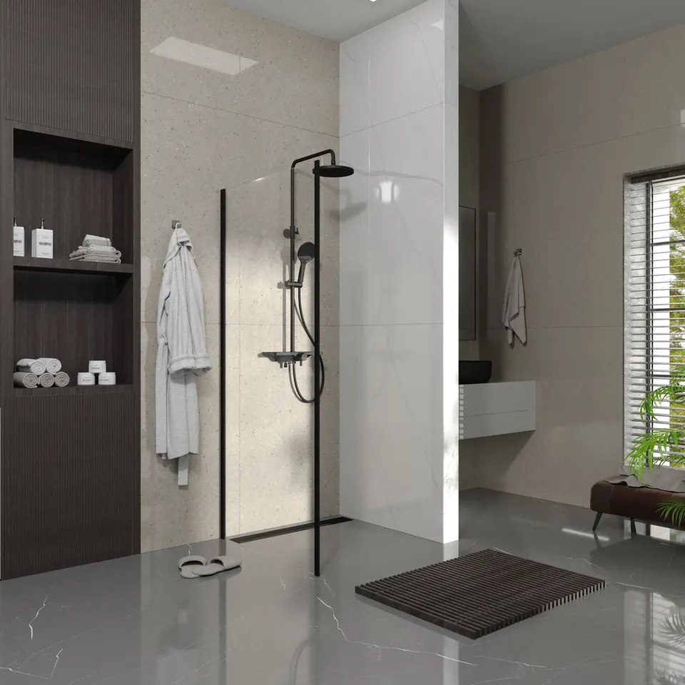 Бічна панель Line Pro 900мм, black matt, скло 6мм прозоре — фото 2