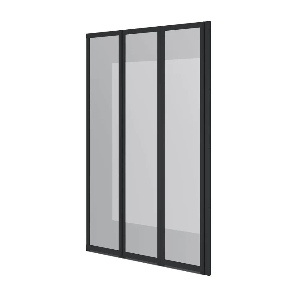 Шторка на ванну трьохелементна Style 1000х1500мм (right) black matt, скло 4мм clear