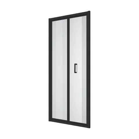 Душові двері двосекційні, Line Pro 900мм, black matt, скло 6мм прозоре