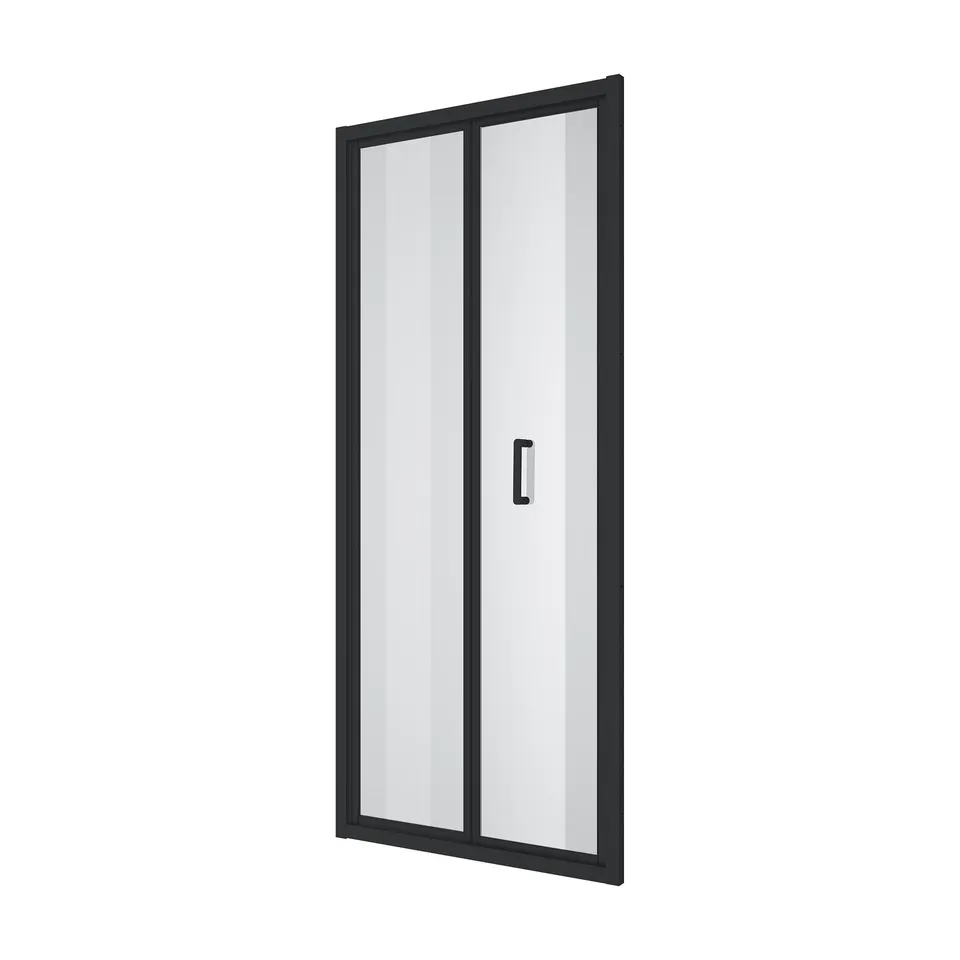 Душові двері двосекційні, Line Pro 900мм, black matt, скло 6мм прозоре