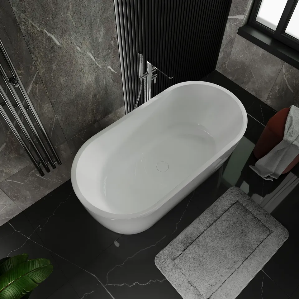 Ванна акрилова окремостояча суцільнолита PureLine 1600x800 White з сифоном — фото 4