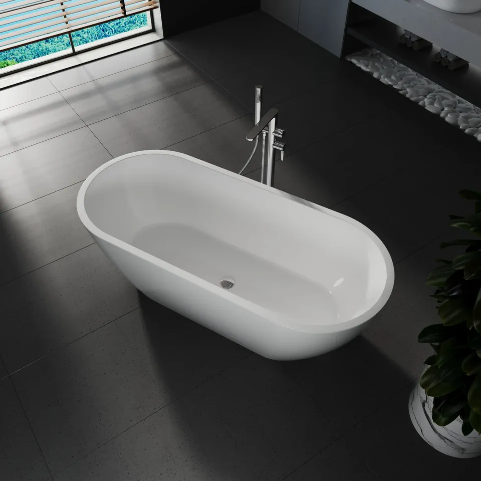 Ванна акрилова окремостояча суцільнолита AquaLuxe 1700x750 White з сифоном — фото 4