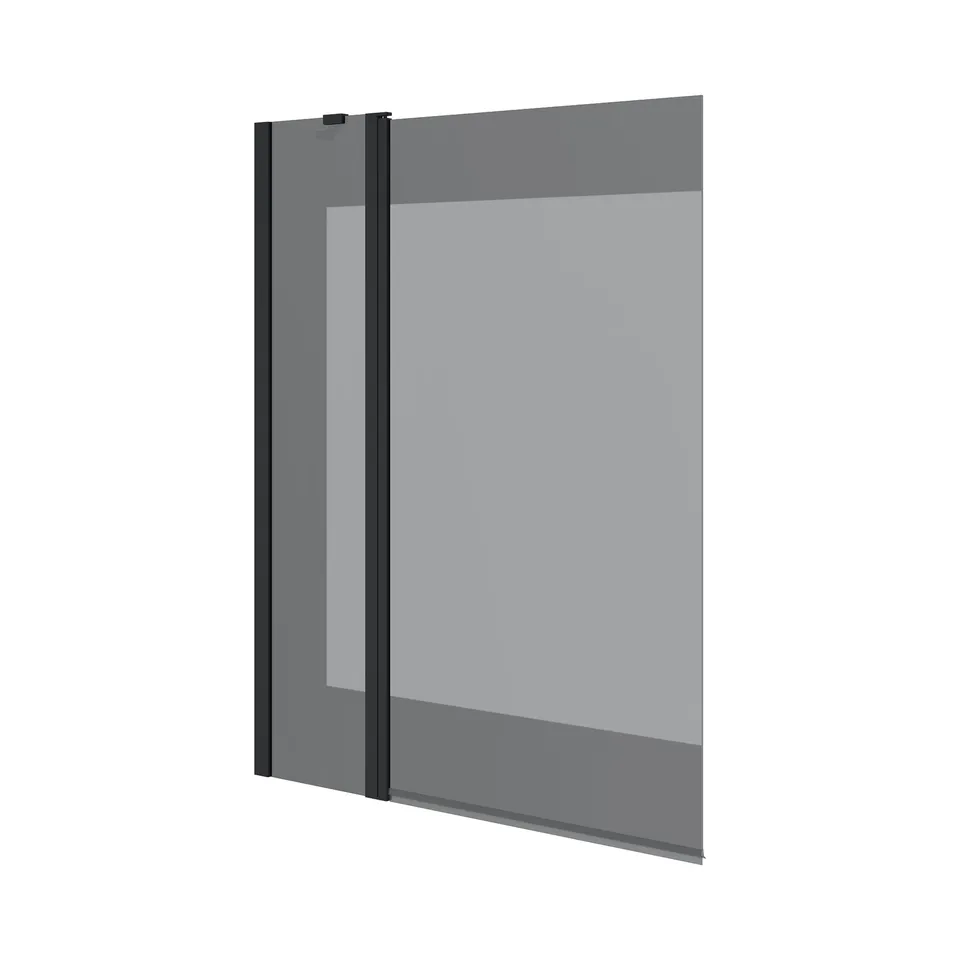 Шторка на ванну двоелементна Dakota 1100х1400мм black matt, скло 6мм europe grey