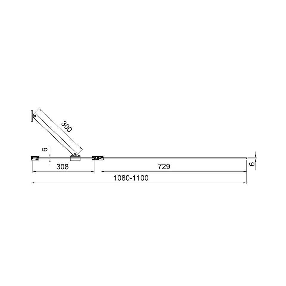 Шторка на ванну двоелементна Dakota 1100х1400мм black matt, скло 6мм europe grey — фото 4