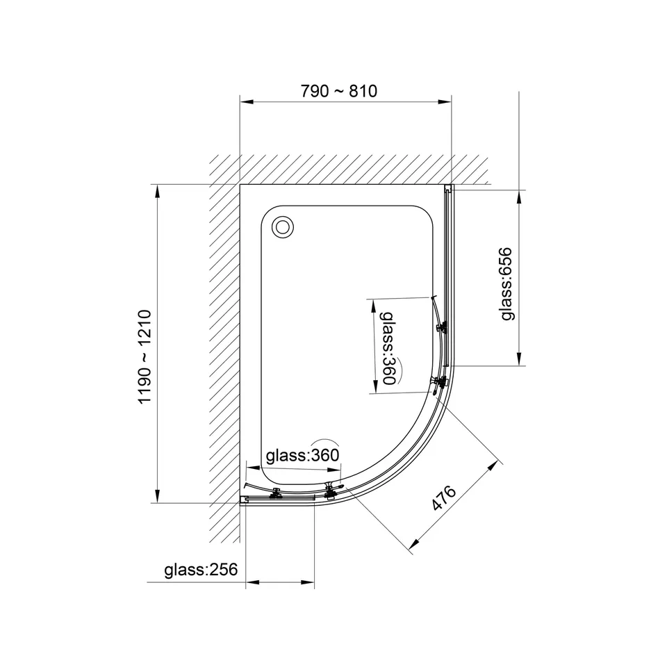 R12080RC Душова кабіна ROUND напівкругла 1200x800x1900 мм скло прозоре (2 частини) — фото 5