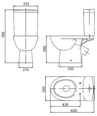 Freja Premium Унітаз-компакт косий вип., нижній підвід, дюропластове сидіння з мікроліфтом 3/6л (білий) — фото 3