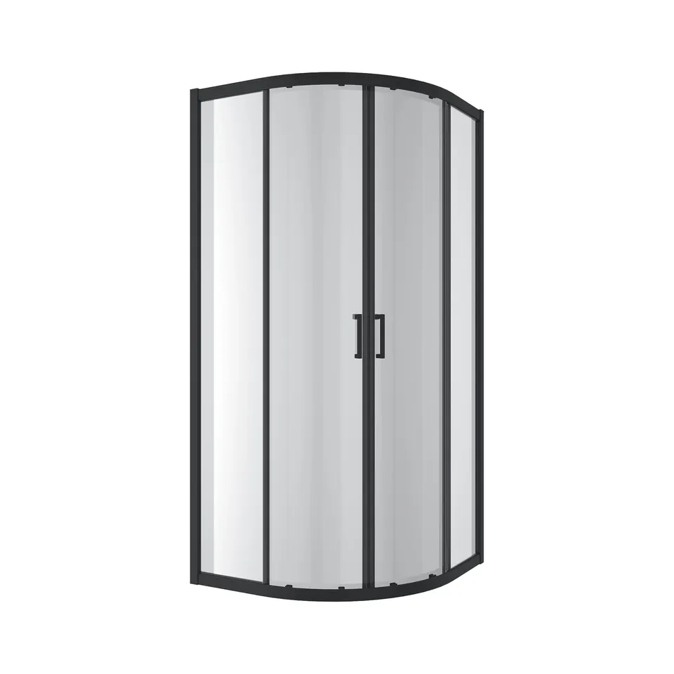 Душова кабіна розсувна, напівкругла Dakota 900*900*1850мм, black matt, cкло 5мм, clear