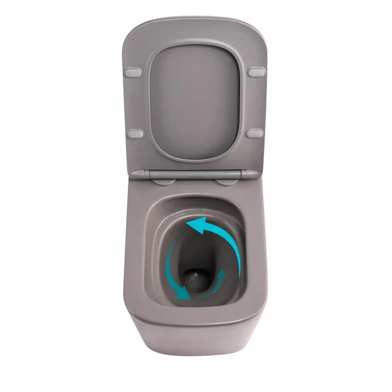 Унітаз підвісний Tern Ultra Quiet 490×365×325 мм, Stone Grey, з сидінням Slim Duroplast / Soft-close / Quick Release QT17332303ASSG Qtap — фото 6