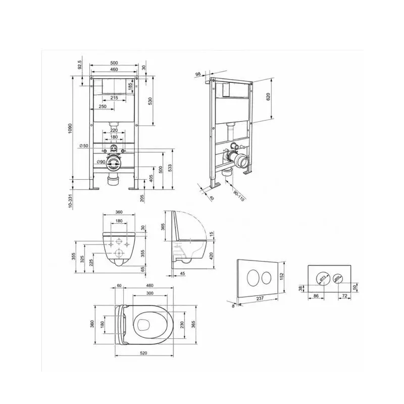 Готове рішення Qtap для ванної кімнати: підвісний унітаз Swan Rimless 520x360x320 + комплект інсталяції Standard (кругла клавіша Chrome) — фото 2