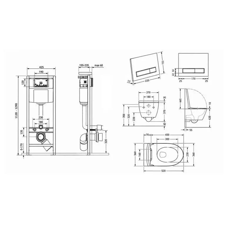 Готове рішення Qtap для ванної кімнати: підвісний унітаз Robin Ultra Quiet 520x365x365 + комплект інсталяції Nest 4 в 1 (лінійна клавіша White) — фото 2