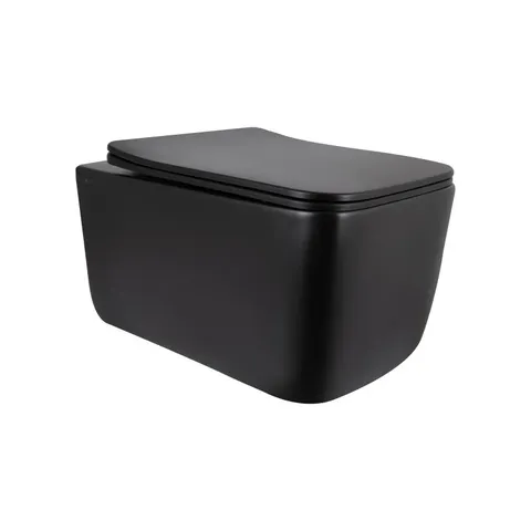 Унітаз підвісний Qtap Gemini Ultra Quiet 485×340×350 мм, Matt Black, з сидінням Slim Duroplast / Soft-close / Quick Release QTGEM28BLM50505