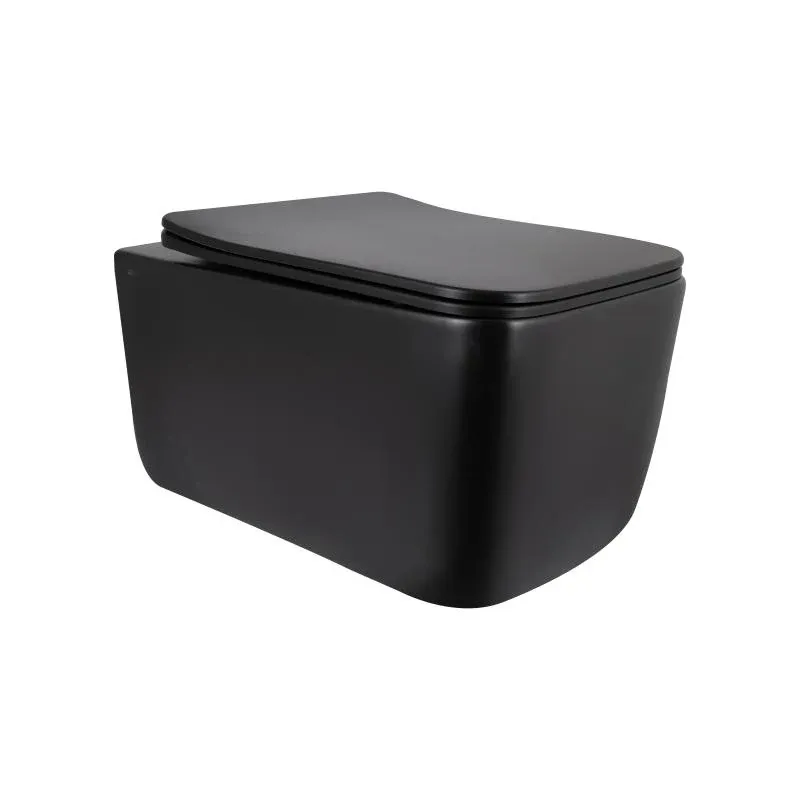 Унітаз підвісний Qtap Gemini Ultra Quiet 485×340×350 мм, Matt Black, з сидінням Slim Duroplast / Soft-close / Quick Release QTGEM28BLM50505