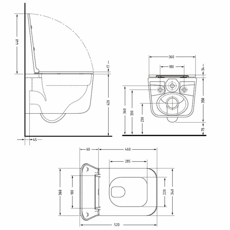 Унітаз підвісний Qtap Gemini Ultra Quiet 485×340×350 мм, Matt Black, з сидінням Slim Duroplast / Soft-close / Quick Release QTGEM28BLM50505 — фото 2