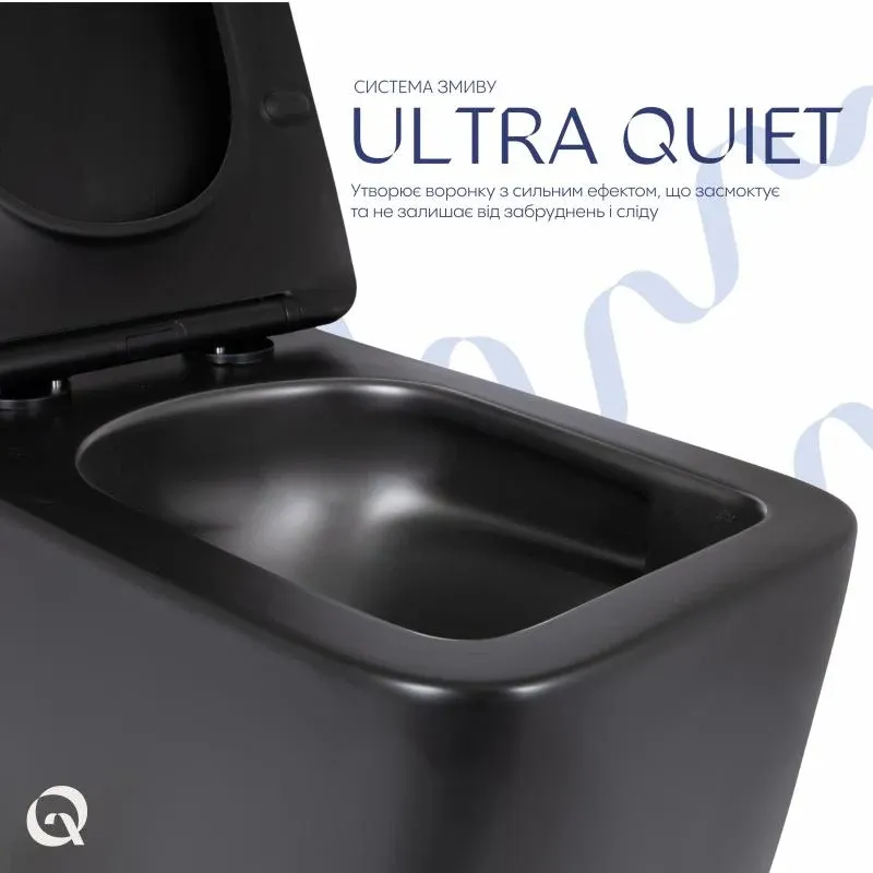 Унітаз підвісний Qtap Gemini Ultra Quiet 485×340×350 мм, Matt Black, з сидінням Slim Duroplast / Soft-close / Quick Release QTGEM28BLM50505 — фото 5