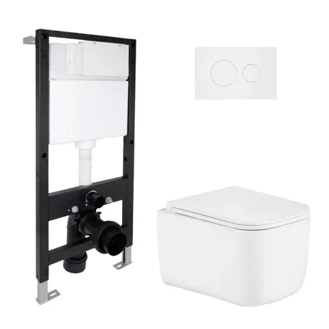 Готове рішення Qtap для ванної кімнати: підвісний унітаз Gemini Ultra Quiet 485x340x350 + комплект інсталяції Standard (кругла клавіша White)