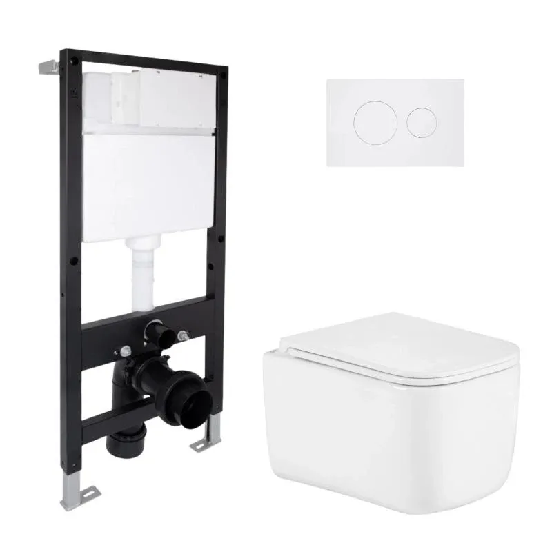 Готове рішення Qtap для ванної кімнати: підвісний унітаз Gemini Ultra Quiet 485x340x350 + комплект інсталяції Standard (кругла клавіша White)