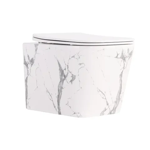 Унітаз підвісний Tern Ultra Quiet 490×365×325 мм, Marble, з сидінням Slim Duroplast / Soft-close / Quick Release QT17332303ASMR Qtap