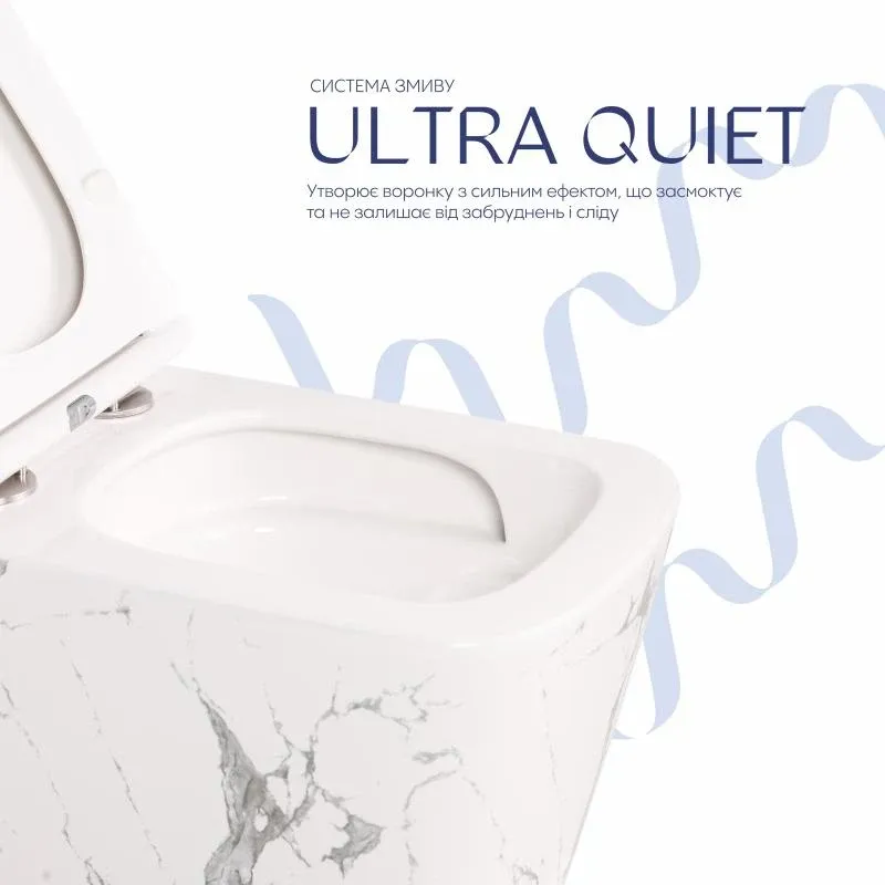 Унітаз підвісний Tern Ultra Quiet 490×365×325 мм, Marble, з сидінням Slim Duroplast / Soft-close / Quick Release QT17332303ASMR Qtap — фото 5