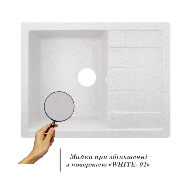 Кухонна мийка Lidz 650x500/200 WHI-01 (LIDZWHI01650500200) — фото 3