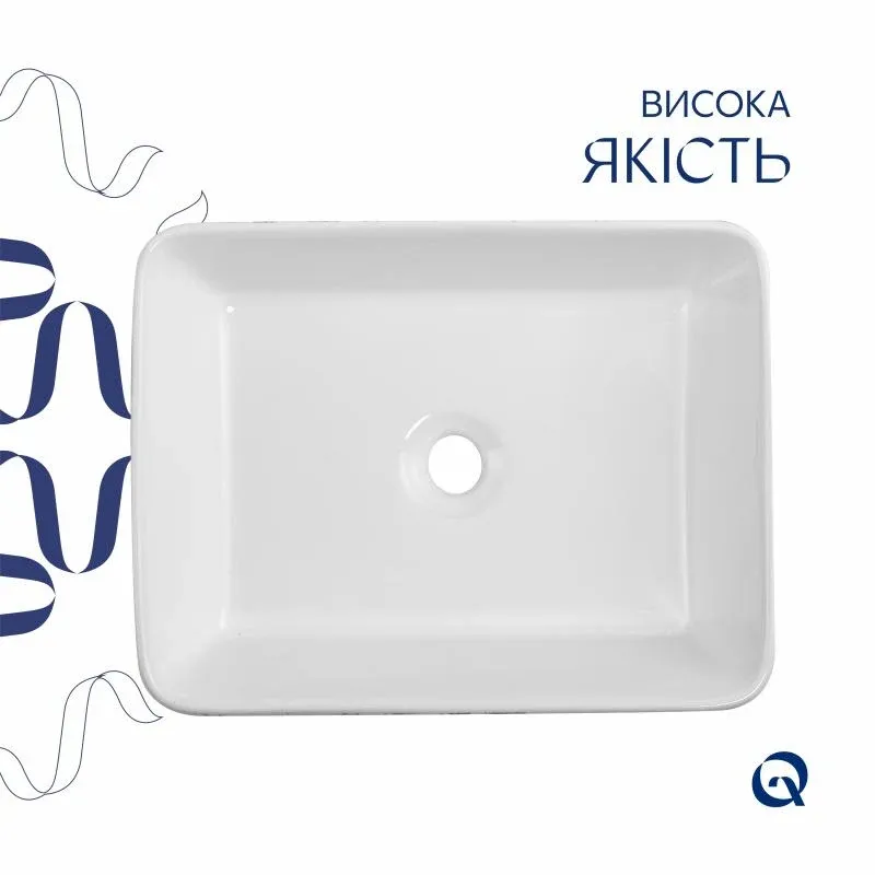 Раковина накладна Qtap Tern 480x370x135 мм, Marble, прямокутна, з донним клапаном QT17116069MR — фото 4