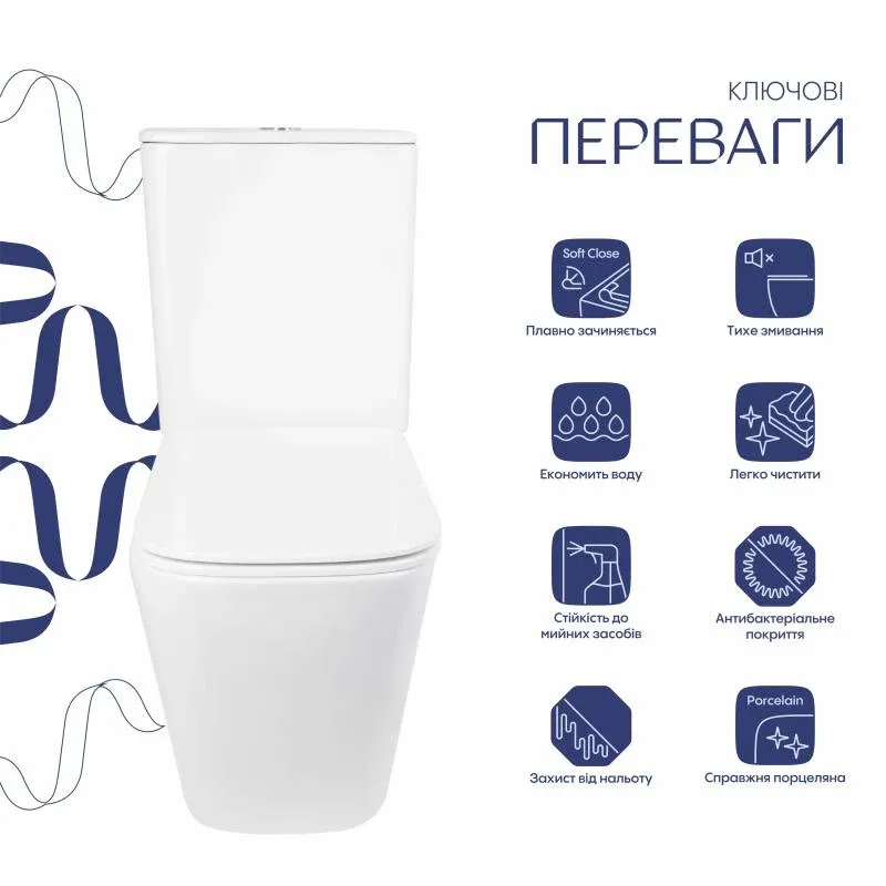 Унітаз підлоговий Qtap Tern Ultra Quiet безобідковий з сидінням Soft-Close QT17226003AW White — фото 3