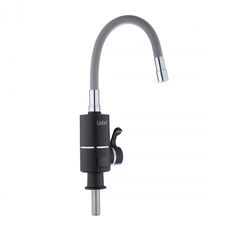 Проточний кран-водонагрівач з гнучким виливом для кухні  Lidz Warm 064  LDWAR064GRE49094 Black/Grey