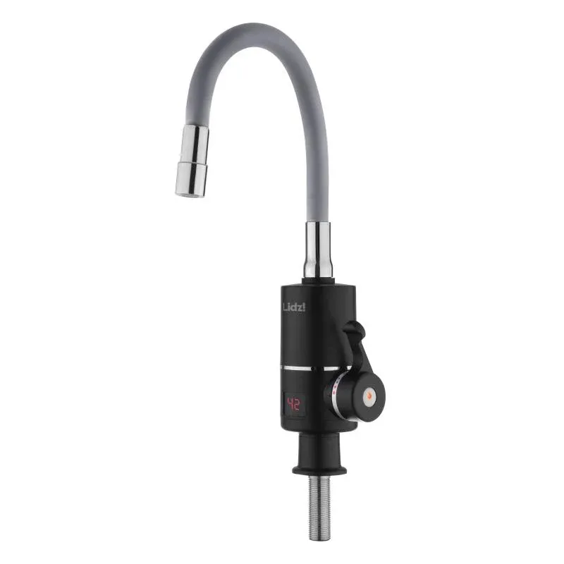 Проточний кран-водонагрівач з гнучким виливом для кухні  Lidz Warm 064  LDWAR064GRE49094 Black/Grey — фото 3