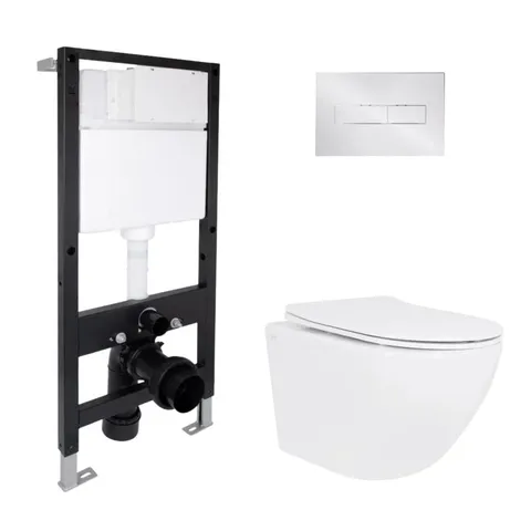 Готове рішення Qtap для ванної кімнати: підвісний унітаз Jay Ultra Quiet 485x360x320 + комплект інсталяції Standard (лінійна клавіша Chrome)