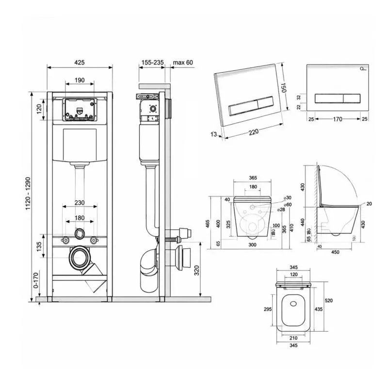 Готове рішення Qtap для ванної кімнати: підвісний унітаз Tern Ultra Quiet 525x345x360 + комплект інсталяції Nest 4 в 1 (лінійна клавіша Chrome) — фото 2