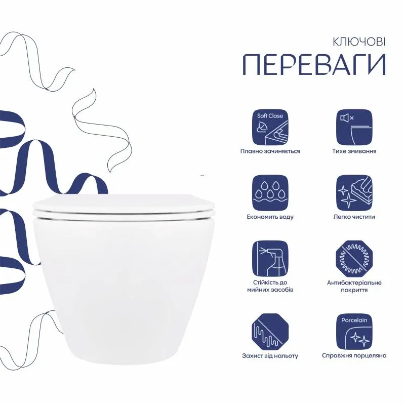 Унітаз підвісний Qtap Jay безобідковий з сідінням Soft-close QT07335176W — фото 3