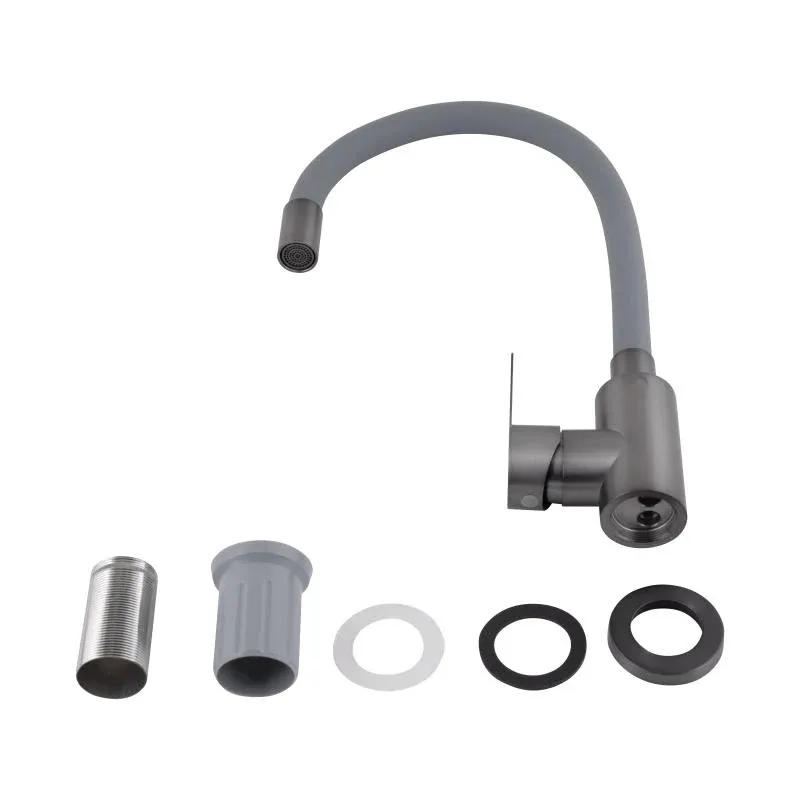 Змішувач для кухні Brinex Pure 015F3 з гнучким виливом   Graphite/Grey BRIPUR015F3GRG — фото 4