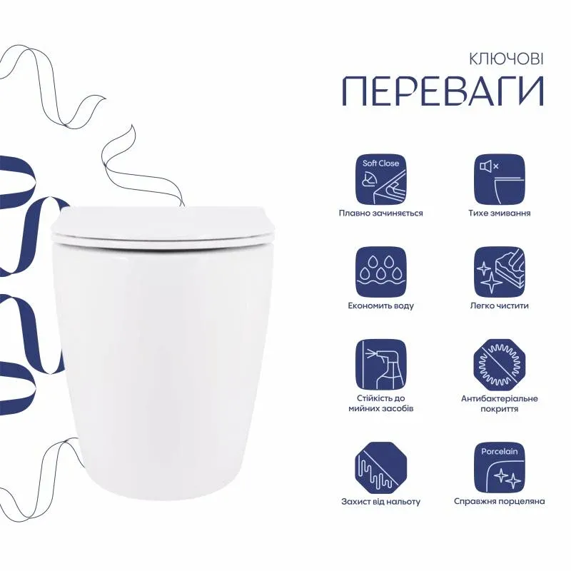 Унітаз підвісний Qtap Robin Ultra Quiet безобідковий з сідінням Soft-close 520x365x365 мм WHITE — фото 4