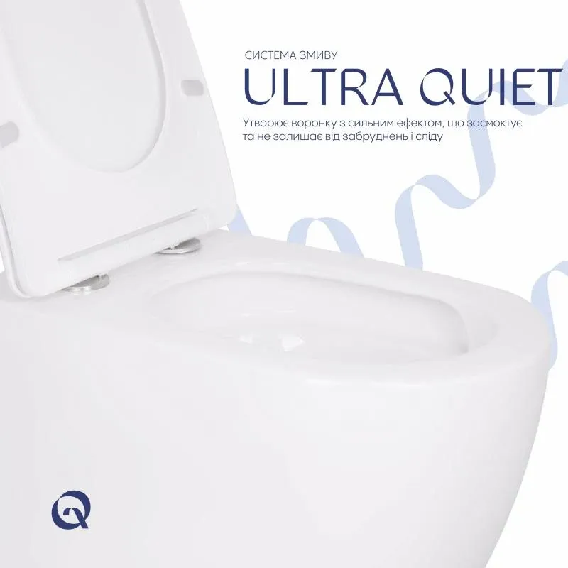 Унітаз підвісний Qtap Robin Ultra Quiet безобідковий з сідінням Soft-close 520x365x365 мм WHITE — фото 6