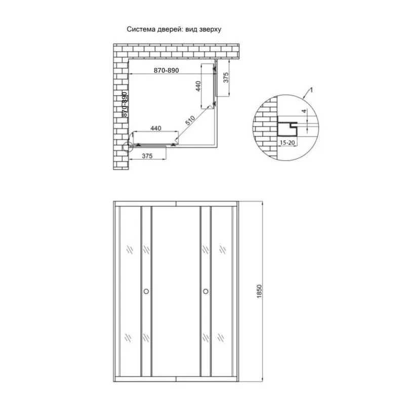 Душова кабіна Lidz Wawel SC90x90.SAT.LOW.GR, скло тоноване 4 мм без піддона — фото 2