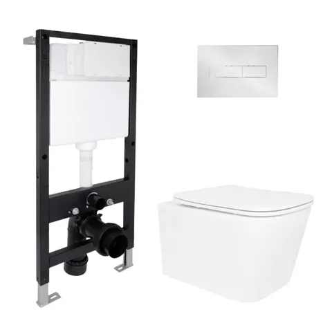 Готове рішення Qtap для ванної кімнати: підвісний унітаз Crow Rimless 485x340x330 + комплект інсталяції Standard (лінійна клавіша Chrome)