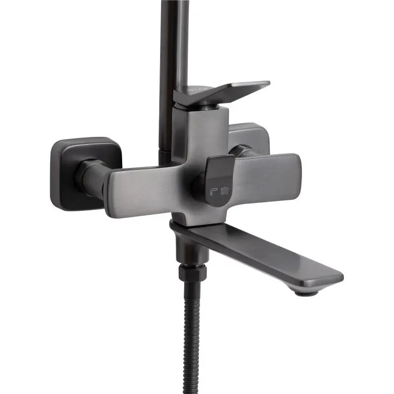 Душова система універсальна Qtap Presto на три споживачі (з виливом) QTPRE111GRP45585 Gunmetal Black — фото 3