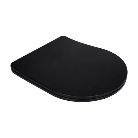 Сидіння для унітаза Qtap (Robin 490) 425x363x50 мм, Matt Black, з мікроліфтом Slim Duroplast, Quick Release QTSC179MB48676