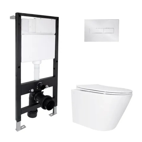 Готове рішення Qtap для ванної кімнати: підвісний унітаз Swan Ultra Quiet 520x360x320 + комплект інсталяції Standard (лінійна клавіша Chrome)