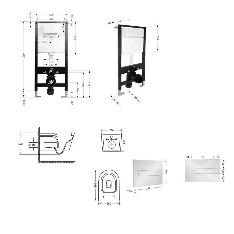 Готове рішення Qtap для ванної кімнати: підвісний унітаз Swan Ultra Quiet 520x360x320 + комплект інсталяції Standard (лінійна клавіша Chrome) — фото 2
