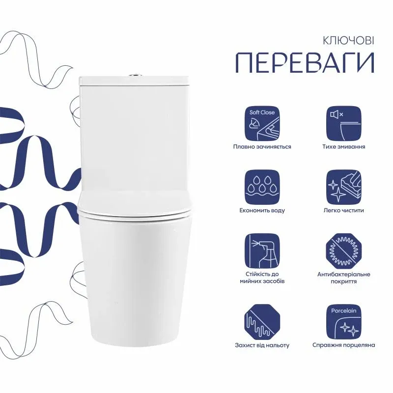 Унітаз підлоговий Qtap Dove Ultra Quiet 610×360×835 мм з сидінням Soft-close WHITE QTDOV27W51828 — фото 3