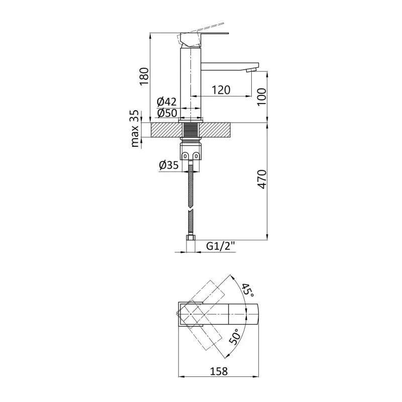 Змішувач для раковини Lidz Kubis 001F (k35) LDKUB001FBLA43376 Black — фото 2