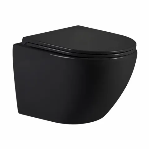 Унітаз підвісний Qtap Jay Ultra Quiet 485х360х320 мм, Matt Black, сидінням Slim Duroplast/ Soft-close/ Quick Relase QT07335177MB