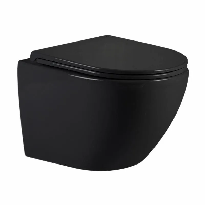 Унітаз підвісний Qtap Jay Ultra Quiet 485х360х320 мм, Matt Black, сидінням Slim Duroplast/ Soft-close/ Quick Relase QT07335177MB