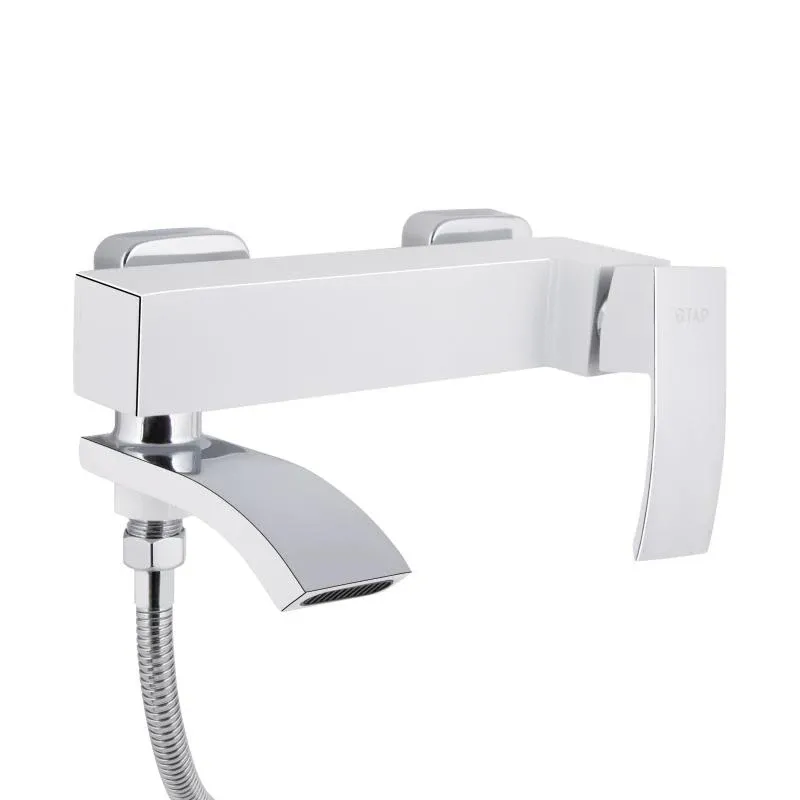 Змішувач для ванни Qtap Swan Cascada з поворотним виливом (з душовим гарнітуром) QTSWA260CRW45569 Chrome/White — фото 3