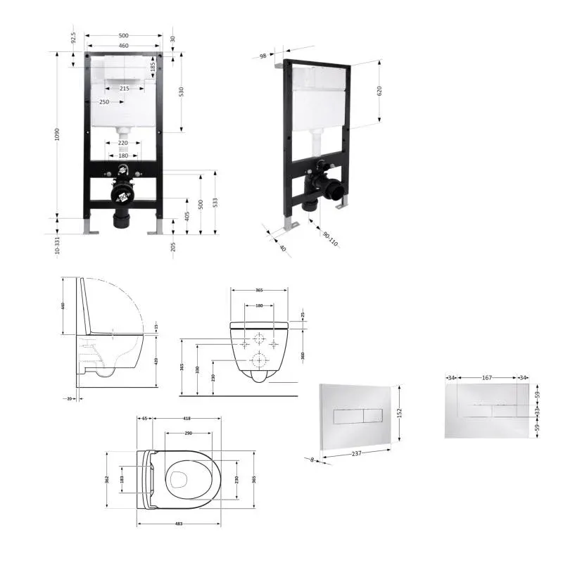 Готове рішення Qtap для ванної кімнати: підвісний унітаз Taurus Ultra Quiet 485x360x350 + комплект інсталяції Standard (лінійна клавіша Chrome) — фото 2