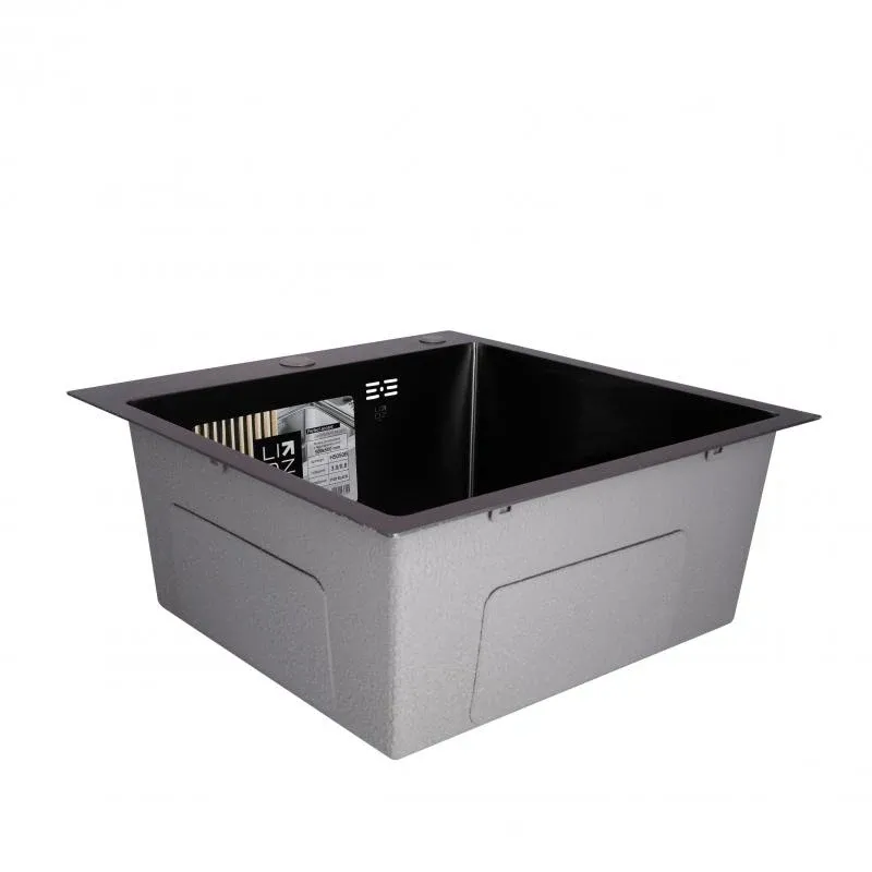 Мийка для кухні інтегрована Lidz Handmade H5050B (LDH5050BPVD43619) Brushed Black PVD 3,0/1,0 мм — фото 3