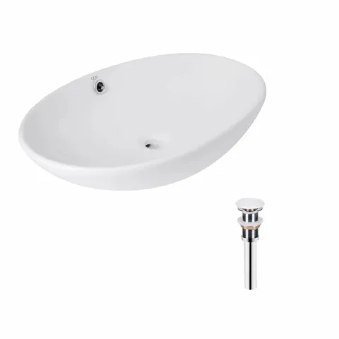 Комплект Qtap Dove: Раковина накладна овальна 635x420x150 мм White + Донний клапан PU02O