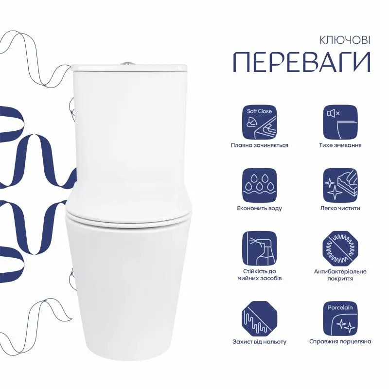 Унітаз підлоговий Qtap Arvin Ultra Quiet 630×350×795 мм з сидінням Soft-close, White QTARV27W49259 — фото 3