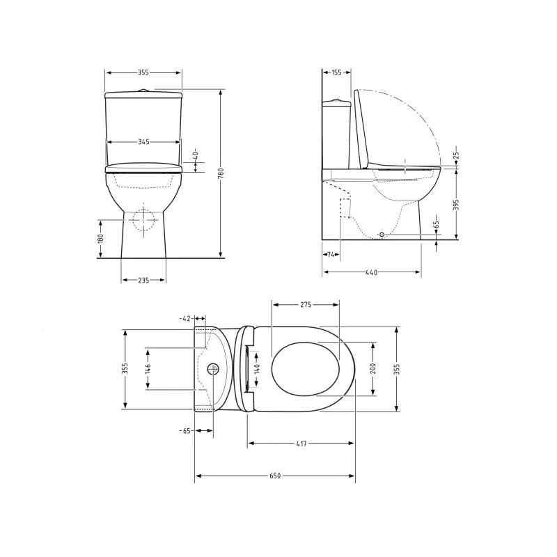 Унитаз напольный Qtap Presto безобідковий з сідінням Soft-close QTPRE27W51022 — фото 2
