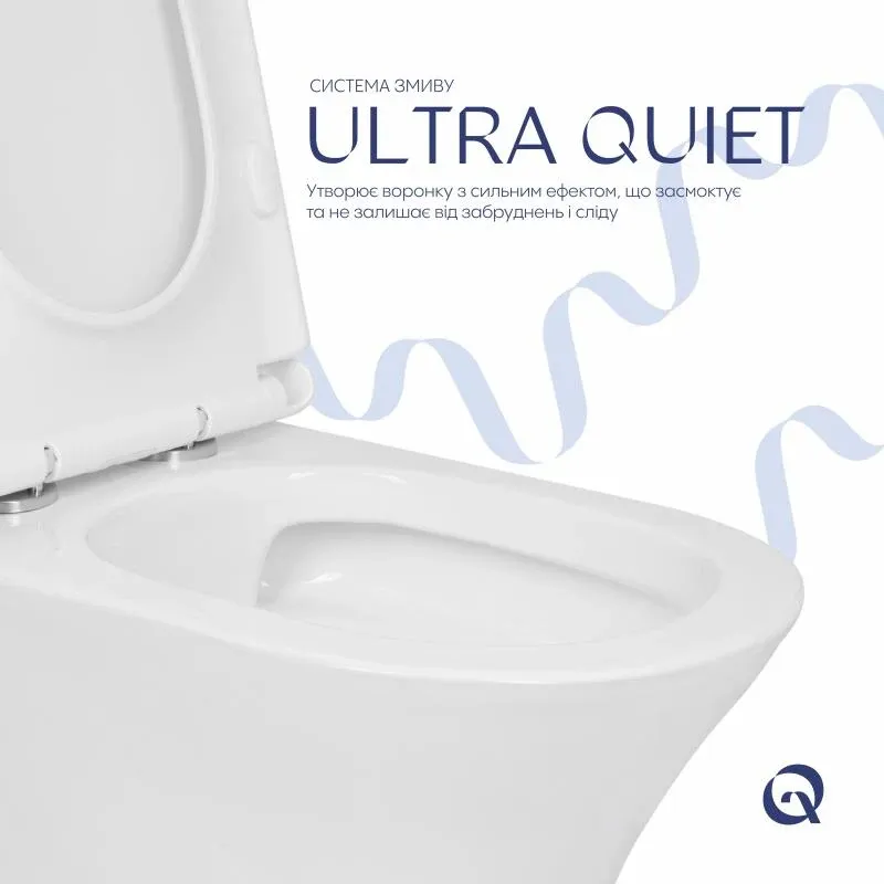Унитаз напольный Qtap Presto безобідковий з сідінням Soft-close QTPRE27W51022 — фото 5